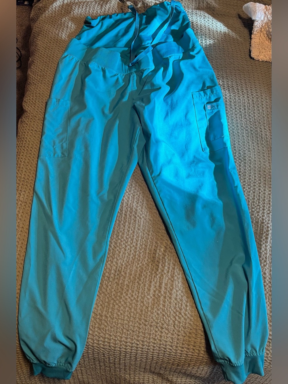 Women’s Teal maternity Cargo Jogger Pants - Stretch Comfort